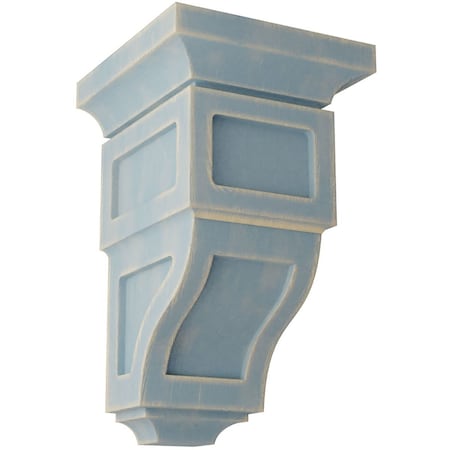 Ekena Millwork 3 1/2"W x 3 3/4"D x 6"H Mini Reyes Wood Vintage Decor Corbel, Driftwood Blue CORWD03X03X06RYBU